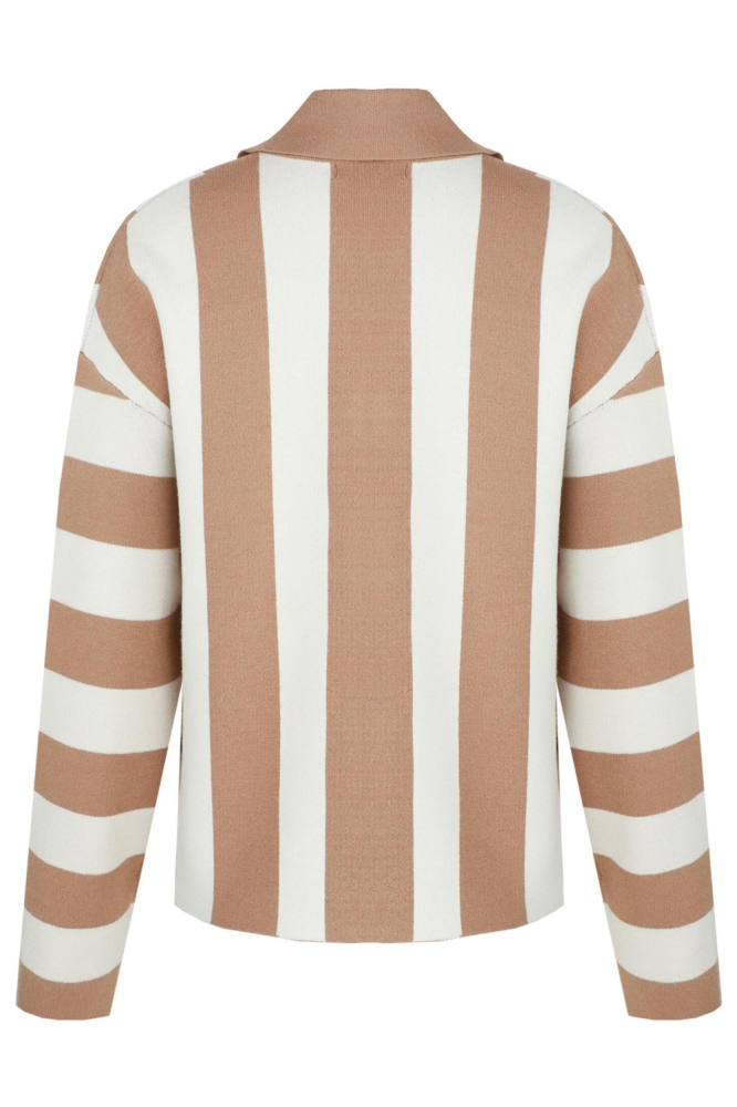 CECILLIA KNIT CARDIGAN 25NMC07 016523 WOOL WHITE/LIGHT CAMEL
